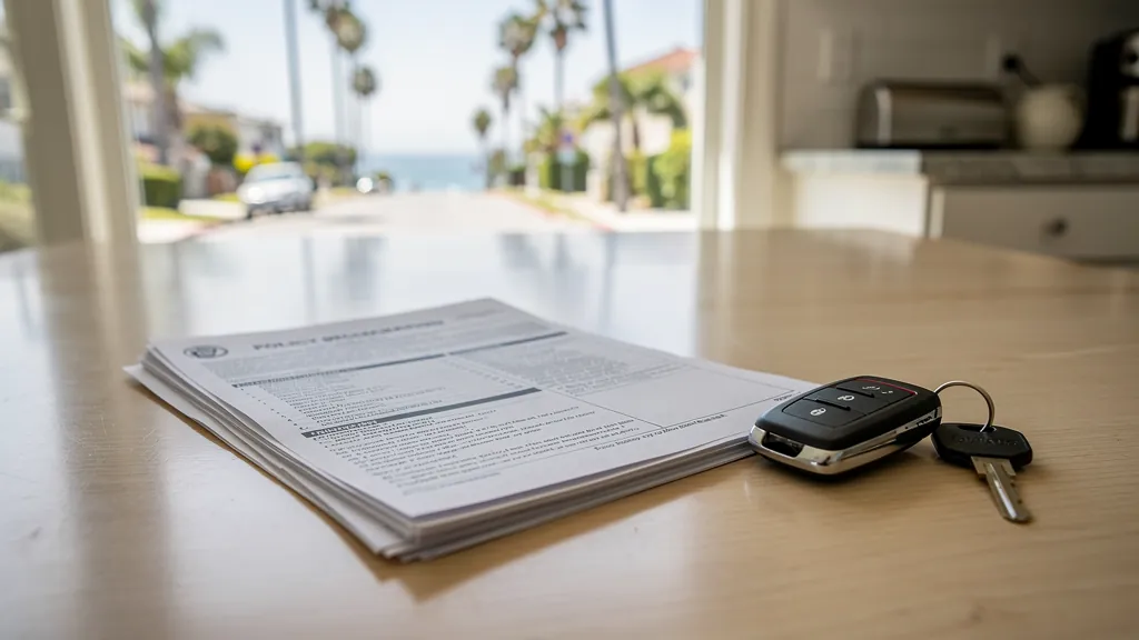 Auto insurance policy and claim paperwork in Santa Monica