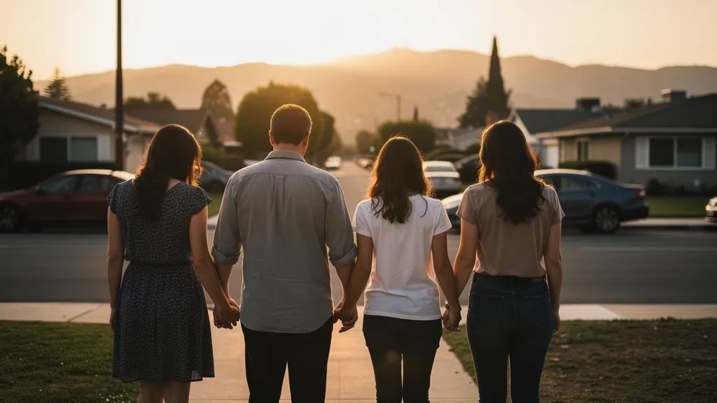 Family grieving together after losing a loved one in Burbank