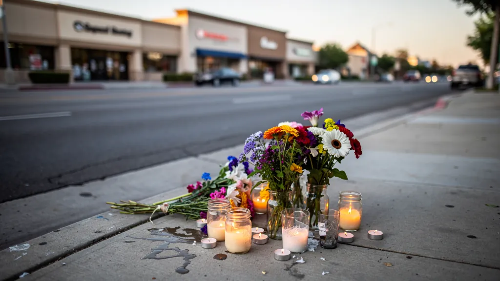 Roadside memorial for a crash victim in Downey