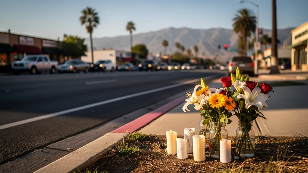 Roadside memorial for a crash victim in Glendale