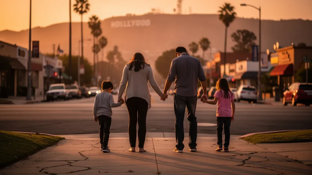 Family grieving together after losing a loved one in Hollywood