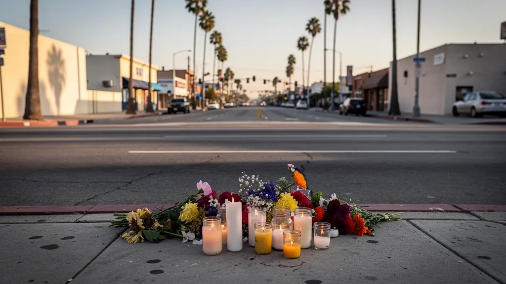 Roadside memorial for a crash victim in Inglewood