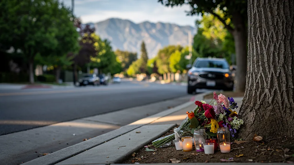 Roadside memorial for a crash victim in Pasadena