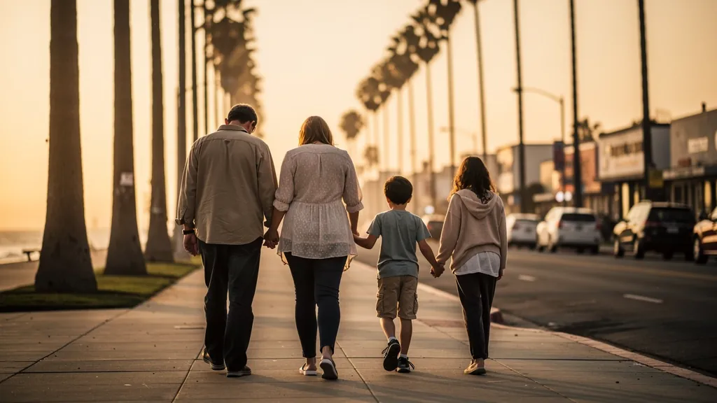Family grieving together after losing a loved one in Santa Monica