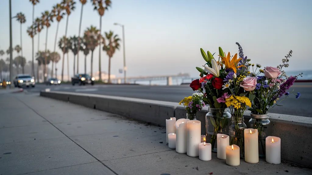 Roadside memorial for a crash victim in Santa Monica