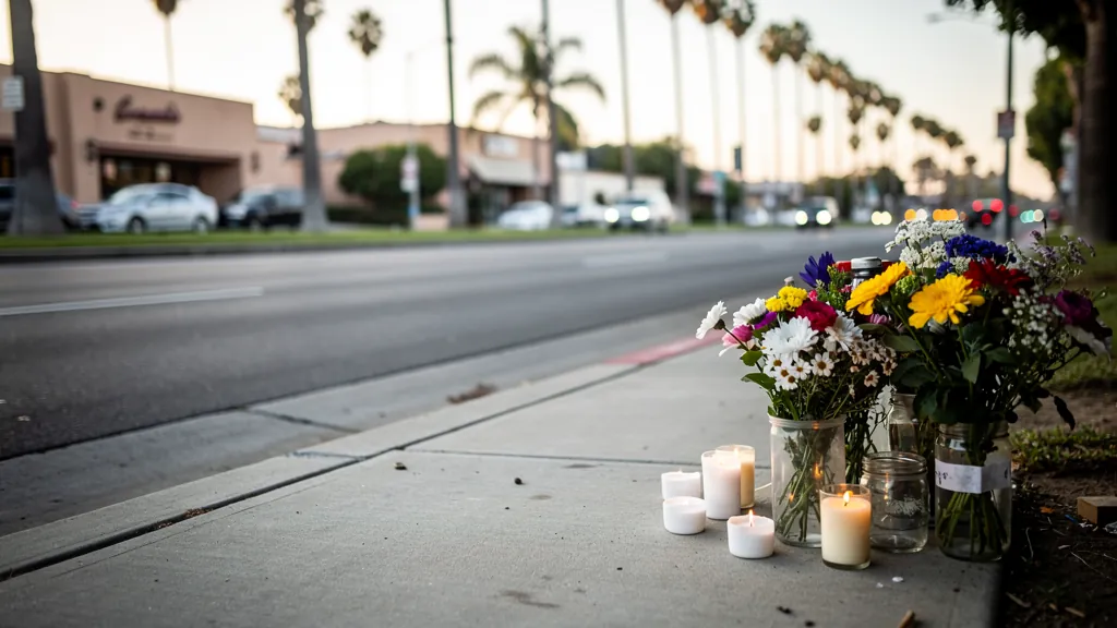 Roadside memorial for a crash victim in Torrance