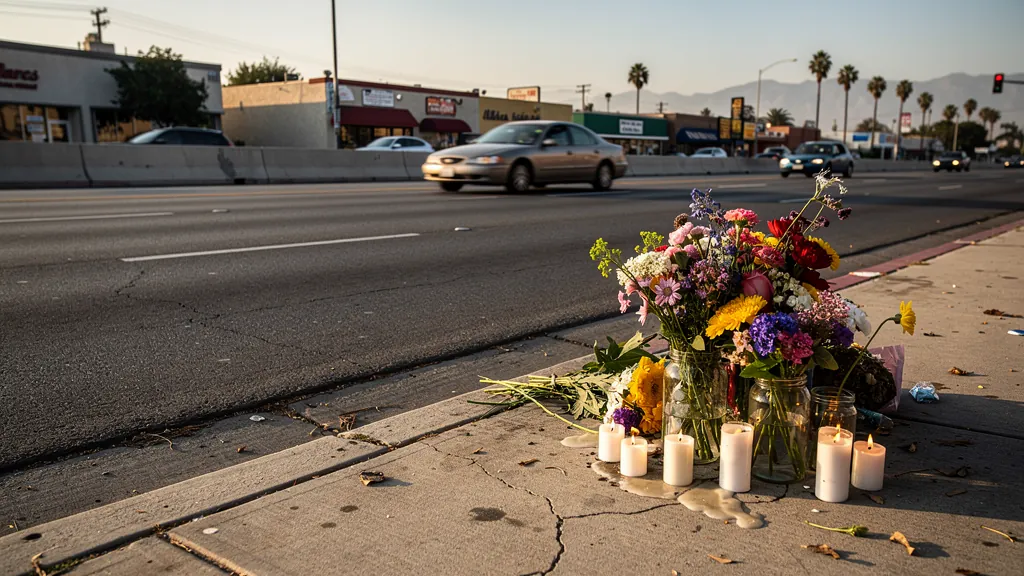 Roadside memorial for a crash victim in Van Nuys